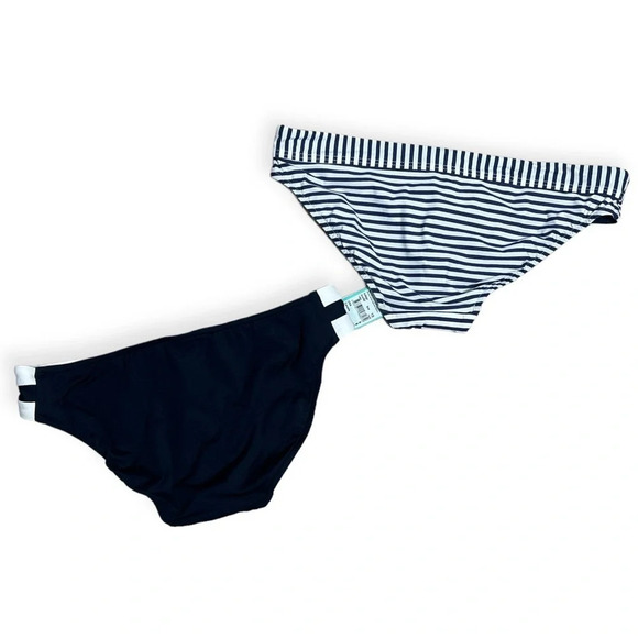 SEAFOLLY navy and white hipster bikini bottom bundle size 6 - Picture 3 of 7